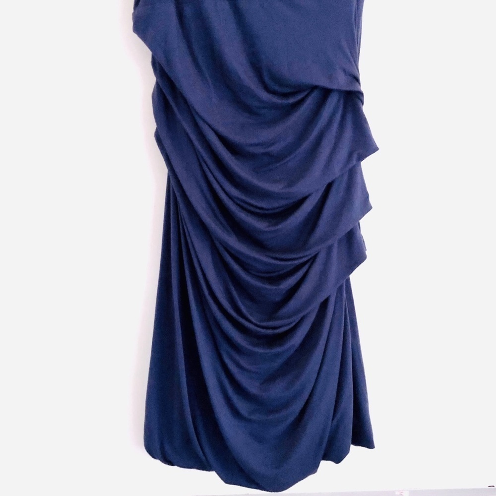 Anthropologie Deletta Camber Ruched Dress S Blue Draped Form Fitting Cocktail - Picture 6 of 7